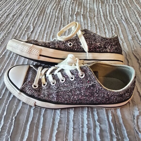 Dark Silver Glitter converse Chuck Taylor All Star Low Tops  7 1/2 - Picture 7 of 13